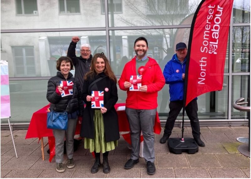 Labour activists running the street stall in Portishead.