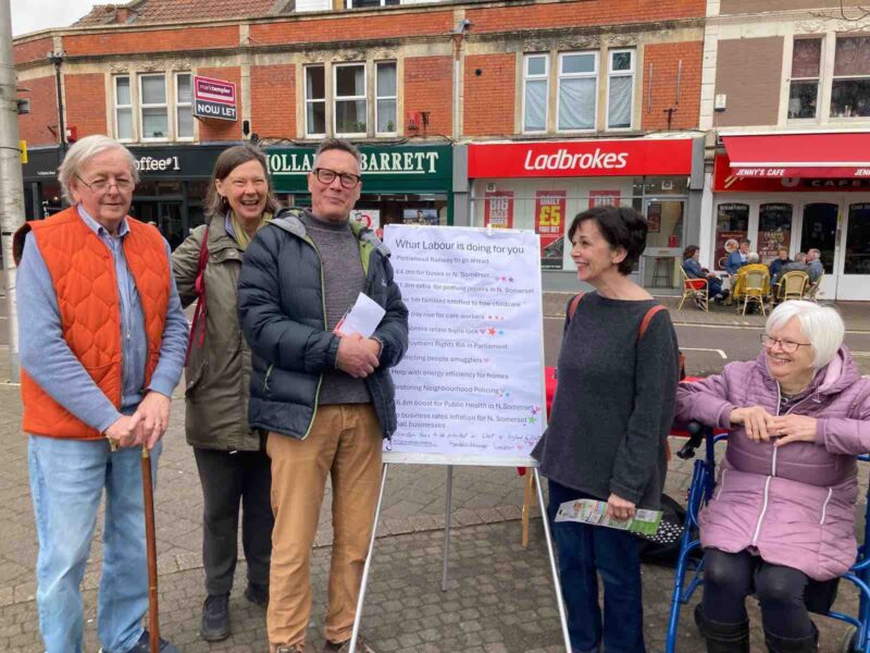 North Somerset Labour Party Volunteers running the stall in Clevedon. Photo credit: Louise Branch.